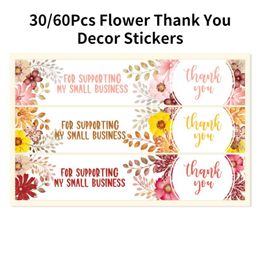 Gift Wrap 30/60Pcs Flower Thank You Decor Stickers Labels For Small Business Packaging Mailer Seal Wedding