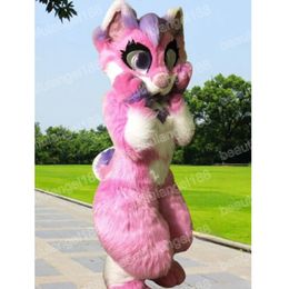 Halloween Pink Husky Fox Dog Mascot Costume High Quality Cartoon Plush Animal Anime theme character Adult Size Christmas Carnival fancy dress