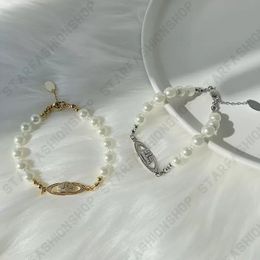 Saturn bracelet pearl beaded strand diamond tennis planet bracelets woman gold designer Jewellery vivi fashion accessories222D