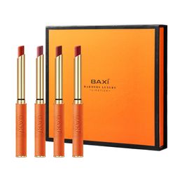 4 färger Small Tube Matte Lipstick Lambskin Haute Couture Box Veet Watertproof och inte lätt att blekna rik färg 135