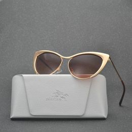 Sunglasses Brand Design Fashion Cat Rose Gold Mirror For Women Designer Metal Frame Lady Sun Glasses Female NXSunglasses