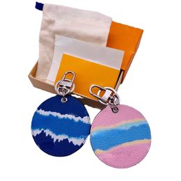 Wholesale Brand Car KeyChains Bag Pendants Round Card Contrasting Colors Key Chain with Box