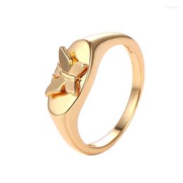 Wedding Rings ZHOUYANG Gold Color Butterfly Signet Ring Ladies Handmade Delicate Bee Flower Carved Statement Insect Accessories KAR594 Wynn2
