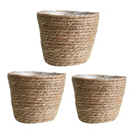 Handmade Storage Baskets Rattan Natural Plant Woven Basket Holder Lining Planter Pots Flowerpot Organiser Holder