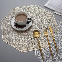 6 4pcs Placemats Set PVC Hollow for Dining Table Mats Home Diner Decoration Cutout Hangable Gold Individual 220627