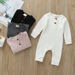 6 Colours Kids Girls Boys Solid Cotton Rompers Newborn Infant Long Sleeve Jumpsuits Spring Autum Toddler Baby Climbing Clothes