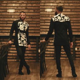 Ternos masculinos africanos 2022 Tuxedos modernos de casamento de duas peças Mão feito de bloqueio de bordado para homem casual
