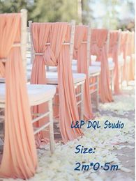 Top Quality Wedding Decorations Chair Sashes Peal Pink Chiffon 2mx0.5m Long Accessories Wedding Suppliers