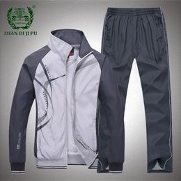 Patchwork Sportswear Sets Men Big Size 5XL Autumn Thin Sports Suit JacketsPants Two Piece Sets Male Printed Tracksuit Clothing 220803