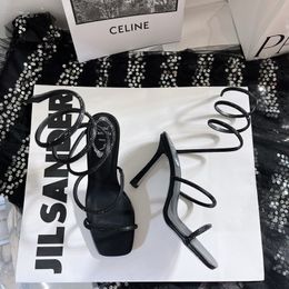 Rene Caovilla Snake Top-quality Rhinestones-studded Cleo Strass Stiletto Heel Sandals Evening Shoes Women High Heeled Luxury Designers Ankle Wraparound Lhun