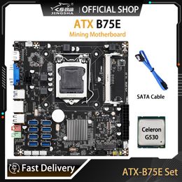 Motherboards Mining Motherboard Kit G390 CPU LGA 1155 8 USB3.0 Adapter Support DDR3 RAM With VGA HD Port SATA Cable B75E Miner MotherboarMot