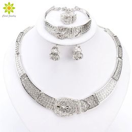 -Mujeres Plata/oro Dubai Africano Cz Diamante Diamante Austriaco Collar Collar Collar Anillo Anillo de bodas Joyería2978