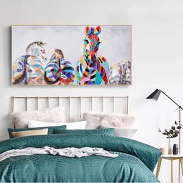 Modern Abstract Zebra with Geometry Posters and Prints Wall Art Canvas Painting Animal Picture for Living Room Home Decoration