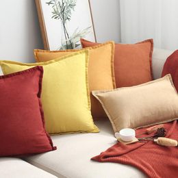 Cushion/Decorative Pillow Yellow Brown Orange Warm Color Solid Case Cushion Cover Suede Home Decorative 45x45cm/60x60cm/30x50cmCushion/Decor