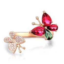 Butterfly Ring Exquisite Inlaid Zircon Rings For Women Wedding Party Jewellry Bijoux Gifts New Opening Adjustable Rings