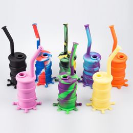 Paladin886 SI004 Hookah Dab Rig Silicone Bong 14mm Glass Bowl Ash Catcher 10cm Length Downstem Mouth Silicone Smoking Pipe