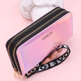 Wallets Laser Women Long Double Zipper Clutches Purse Big Letter Fashion Wristlet Wallet Phone Card Holder Lady WalletsWallets