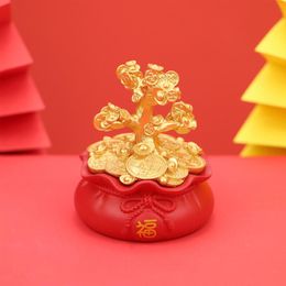 Decorative Objects & Figurines Lucky Money Tree Fortune Bonsai Style Wealth Fengshui Ornaments Birthday Baking Cake Dress Up Decorating For