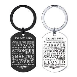 Stainless Steel Mental Motivational letter Keychain TO MY SON always key chain