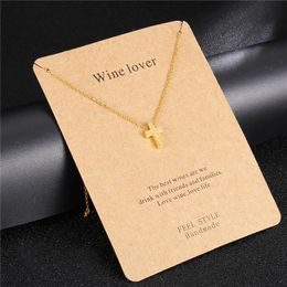 Pendant Necklaces Cute Tiny Christian Cross Necklace 3 Color Stainless Steel Crucifix Choker For Women Jewelry AccessoriesPendant