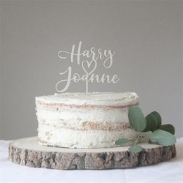 Custom Cute Heart Wedding Cake TopperLove Heart Wedding Party Decoration Topper Personalised Wedding Decor Gift Cake topper D220618