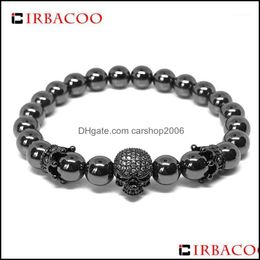 Beaded Strands Bracelets Jewelry Irbacoo 2021 Trendy Men Bracelet Cubic Zirconia Skeleton Charm Hematite Beaded For Jewelry1 Drop Delivery