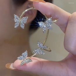 Clip-on & Screw Back Butterfly Ear Clip Without Pierced Earrings Female Exquisite Shinny Rhinestone No Hole Earring Cuff SweetClip-on Odet22