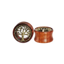 Peace Tree Wooden Ear Plug Tunnels Gauges Body Piercing Ear Expander for Both Men and Women