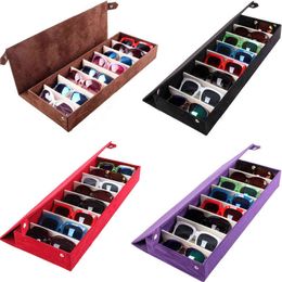 8 Grid Sunglass Glasses Storage Case Eyeglasses Display Glasswear Box Tidy Tool Box Jewelry Container Case Organizer with Button H220505