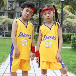 Summer boys basketball uniforms children s sports suits youth T shirts shorts 2 pieces of clothing outdoor sportswear 220620