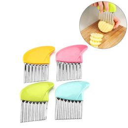 Multifunction Potato Cutter Chips Kitchen Accessories Tool French Fry Maker Peeler Cut Dough Fruit Vegetable Potato Chopper Knife Crinkle Wavy Slicer SN4887