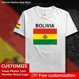 BOLIVIA Country Flag T shirt DIY Custom Jersey Fans Name Number Brand Cotton T shirts Men Women Loose Sports T shirt BOL 220616gx