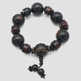Beaded Strands Fashionable Jokercir Cular 20MM Natural Black Noxy Stone Bead Bracelet 1pcs Bungee Cord Men And Women Trum22