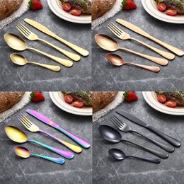 Stainless Steel Tableware Gold-plated Black Creative Steak Cutlery Titanium-plated Colourful Western Tableware Set HZT