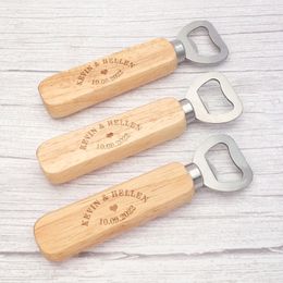 Personalised Engraved Wood Custom Bottle Party Souvenir Beer Opener Wedding Gifts 220707