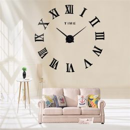 Selling 3D DIY Wall Clock Frameless Large Watch Home Decoration Mute Mirror Stickers Modern Roman rals Y200109