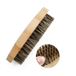 2021 new Boar Bristle Hair Beard Brush Hard Round Wood Handle Anti-static Boar Comb Hairdressing Tool For Men Beard Trim