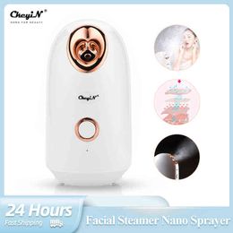 CkeyiN Facial Steamer Nano Sprayer Face Deep Moisturizing Hydrating Hot Steam SPA Home Use Device Skin Care Vaporizer Nebulizer 220526