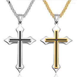 Pendant Necklaces Cross Necklace For Men Gold Silver Black Stainless Steel Chain Women's Religious JewelryPendant