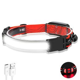 Headlamps 40 COB Headlamp USB Rechargeable Fishing Headlight With Built-in Battery Floodlight Torch Mini Head-mounted Running Head Lamp