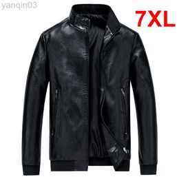 Plus Size 6XL 7XL Men Pu Jacket Solid Colour Autumn Leather Jacket Large Size 7XL Casual Fashion Luxury pu Outerwear Male L220801
