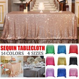 skirt Sequin cloth Rectangular stretche Skirt Cloth Glitter Home Decor Table Cover Wedding Party 220629