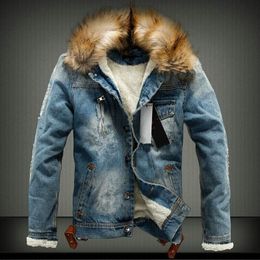 Giacche da uomo in serra invernale pile fitta fitta jeans calda giacca da uomo pelliccia con cappuccio con cappuccio per la lena di lana addensato cowboy giacca a vento per cowboy 201114