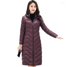 Women's Trench Coats High Quality 2022 Winter Jacket Women Hooded Cotton Padded Ladies Slim Coat Long Parka Mujer Invierno