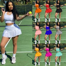 plus size 2 piece dress UK - Summer Tracksuits Women Tennis Skirts Baseball Sets Yoga Sport Shorts 2 Piece Fittness Dress Outfits Gym Jogger Desinger Clothes Plus Size