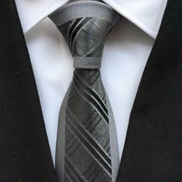 Bow Ties Designers Slim Slender Tie Mens Luxury Necktie Gray Border With Diagonal StripesBow