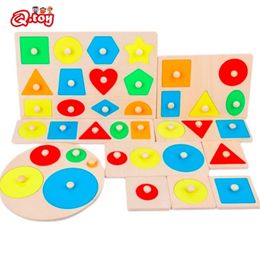 Montessori Wooden Grasp Board Geometric Shape Eonal Colour Sorting Math Puzzle Preschool Learning Game Baby Kid Toy 1PC 220621