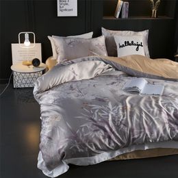 Luxury Satin Silk Duvet Cover Soft Quilt High Quality Home Textile Queen King Double Size Comforter Case Wedding Gift LJ201015