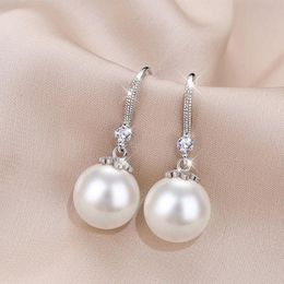 Dangle & Chandelier Exquisite Simple Big Clear Pearl Earrings Round White Jewelry Classic For Women Elegant GiftsDangle