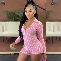 2022 spring and summer pink stripe print girls jumpsuits